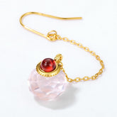 Pink Crystal Perfume Bottle Tassel Silver Hook Earrings